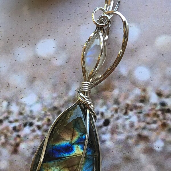 Labradorite Plus Moonstone = Fortunate Circumstances & Seeing the Missing Pieces, Soooo bright and beautiful on! Jewelry, Metalsmith