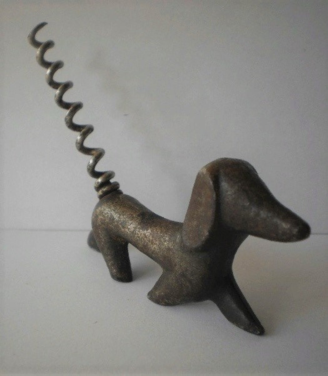Vintage Bronze Dog Corkscrew Rare Handled Wine Corkscrew Etsy