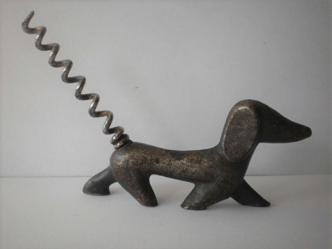 Vintage Bronze Dog Corkscrew Rare Handled Wine Corkscrew Etsy