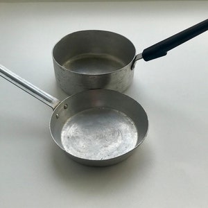 Vintage little Frying pan and Saute pan, Old pan, Vintage kitchen decor, Aluminium pans, Metal pan, Pan for decoupage, Vintage kids toys