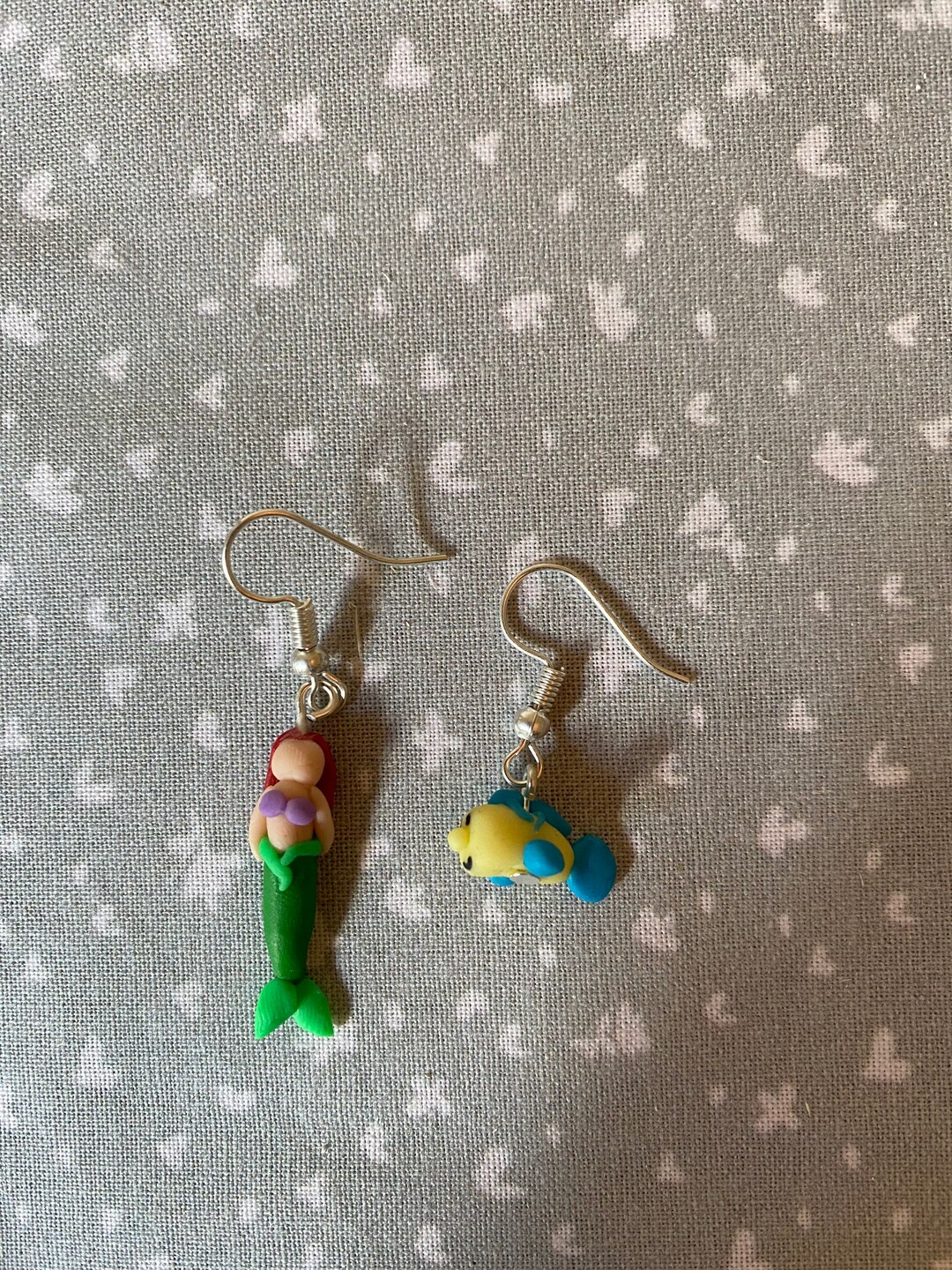 Ariel and Flounder Earrings Etsy UK