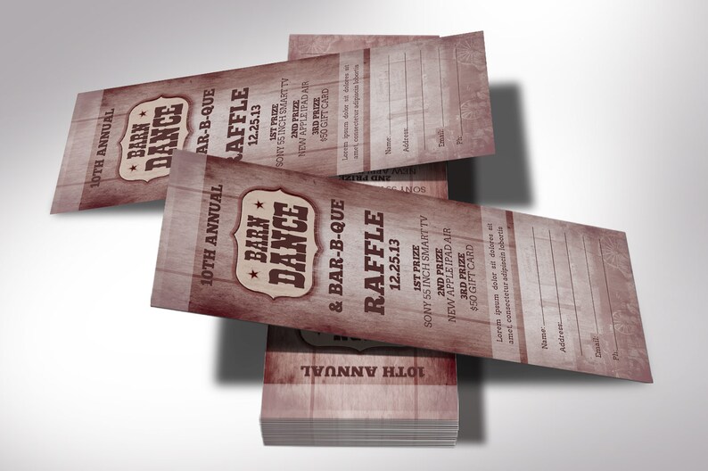 Dance Raffle Barn Dance Raffle Ticket Template: Country Western Fundraiser Event ...