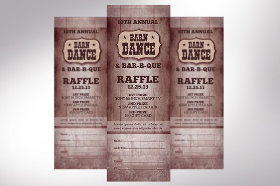 Barn Dance Barbecue Raffle Ticket Word Publisher Template 5 Etsy