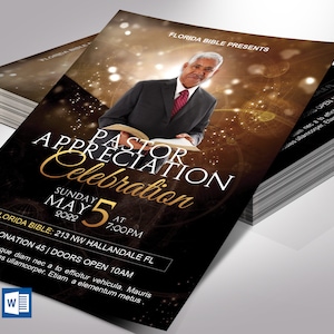 Starlight Pastor Wertschätzung Flyer Word Verlag Vorlage V2 | Pastor, Kirche Jubiläum Einladung, Bankett Flyer | Größe: 11cm x 15cm