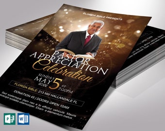 Starlight Pastor Appreciation Flyer Word Publisher Template V2 | Pastor Anniversary, Church Invitation, Banquet Flyer | Size: 4”x6”