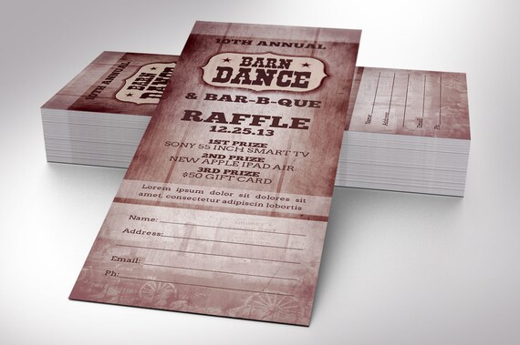 Barn Dance Barbecue Raffle Ticket Word Publisher Template 5 Etsy