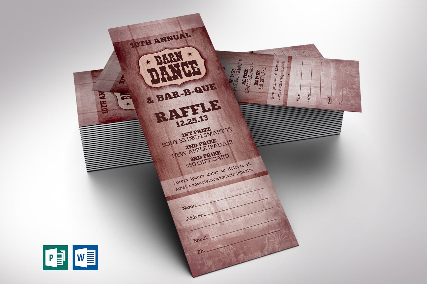 Dance Raffle Barn Dance Raffle Ticket Template: Country Western Fundraiser Event ...