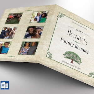 Rustic Family Reunion Invitation Template, Word and Publisher, Bi-Fold 4.25x5.5 inches, Customizable Party Invite for Reunions Celebrations