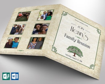 Family Reunion Invitation Word Publisher Template | Bi-Fold Size 4.25”x5.5” | Bi-Fold to 4.25”x5.5”