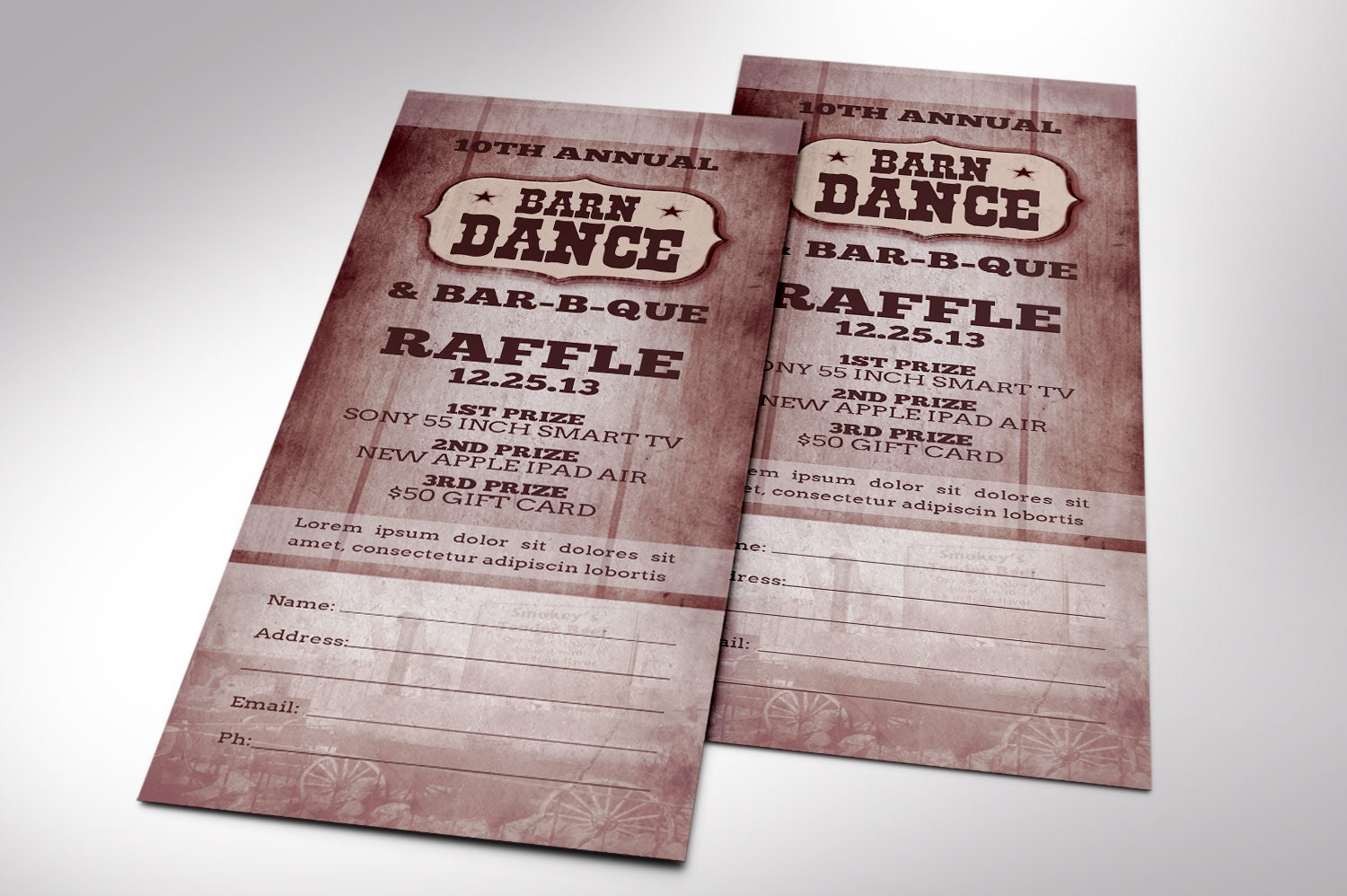 Dance Raffle Barn Dance Raffle Ticket Template: Country Western Fundraiser Event ...