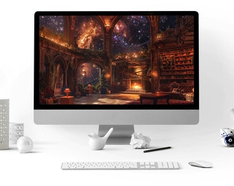 Library in Velaris Desktop Wallpaper ACOTAR ACOMAF Fanart Night Court