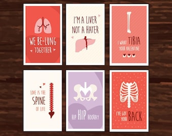 Hilarious Medical Valentine's Day Cards 6-Pack - Instant Download & Print - 6-Pack #3 - Great last minute valentines for doctors, nurses.