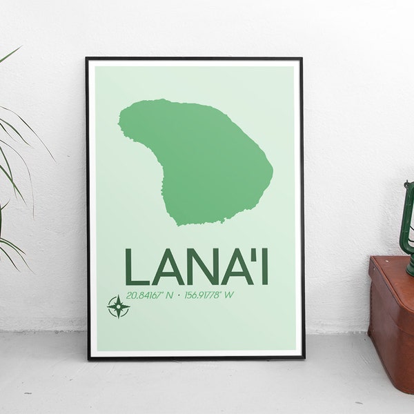 Lana'i Hawaii Poster Print - Lana'i Hawaii Art Print, Travel Poster, Hawaiian Island Poster, Art Print, Lana'i Travel, Hawaii Map Print