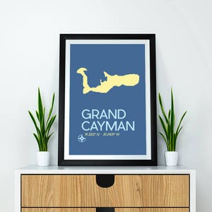 Grand Cayman Map Download & Print Poster - Instant download Art Print, Grand Cayman Artwork, Travel Poster, Caribbean Island Poster
