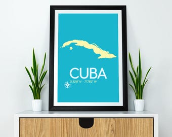 Cuba Map Poster for Travellers and Vacationers - Cuba Art Print, Cuba Poster, Minimalist Travel Poster, Cuba Poster, Cuba Wall Art