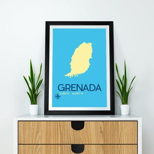 Grenada Map Travel Poster - 8x10&quot; Instant Download and Print - Grenada Art Print, Grenada Poster, Travel Poster, Grenada Caribbean Island