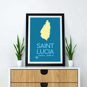 Saint Lucia Map 8x10 Instant Download Saint Lucia Art Print, Saint Lucia Poster, Minimalist Travel Poster, Saint Lucia Caribbean Island image 1