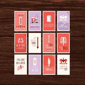 Lustige herunterladbare medizinische Valentinstagskarten - Set mit 12 druckbaren Karten - ideal für Ärzte, Medizinstudenten, Krankenschwestern, Krankenhäuser