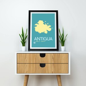 Travel Poster - Instant Download Antigua Art Print, Antigua Map, Minimalist Travel Poster, Antigua Poster, Map Poster, Travel Print