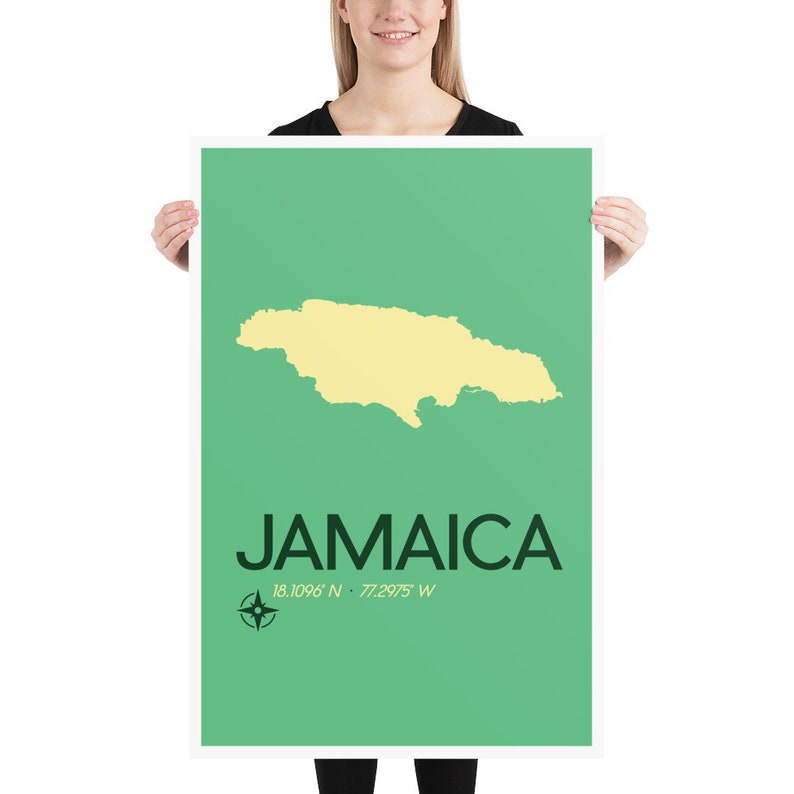 Jamaica Map Travel Poster jamaican Art Print Caribbean Etsy Canada