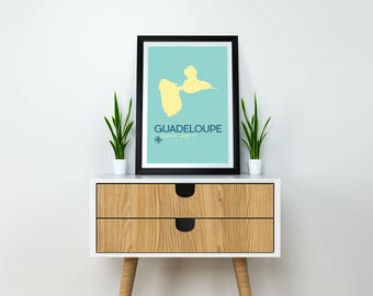 Guadeloupe Island Poster - 8x10" Instant Download and Print - Guadeloupe Art Print, Guadeloupe Map, Minimalist Travel Poster