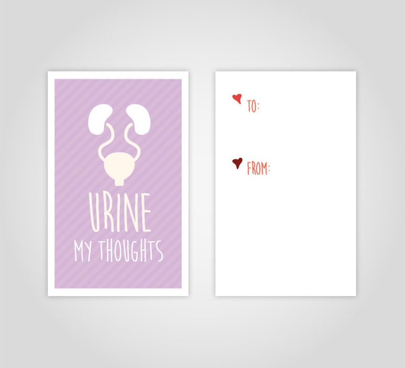Funny Medical Valentine's Day Card Download Urine My Thoughts Great for doctors, med students, nurses, hospitals, etc. image 1