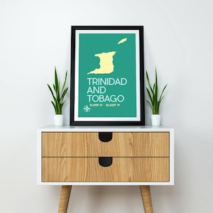 Trinidad and Tobago Instant Download Map Print - Trinidad and Tobago Poster, Minimalist Wall Decor, Trinidad and Tobago Caribbean Island Art