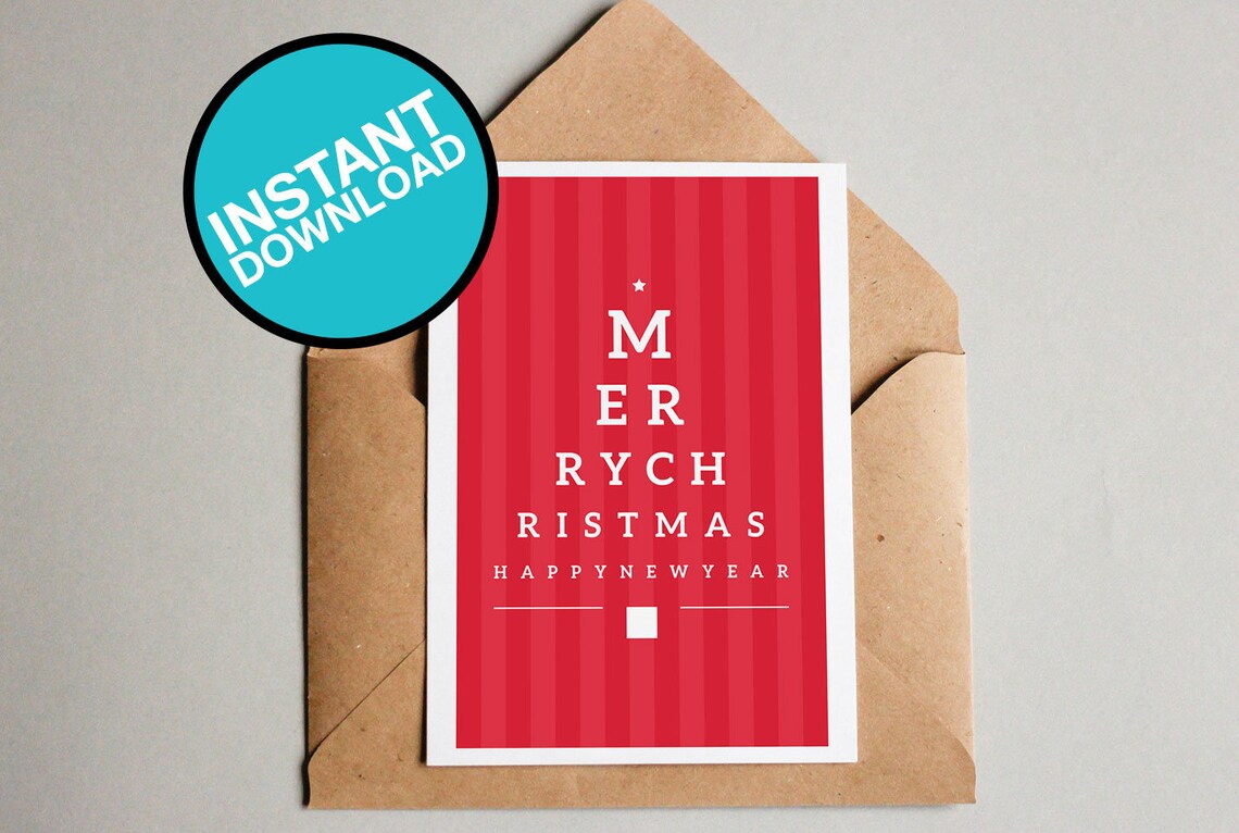 Merry Christmas Eye Chart - Printable Christmas Cards - Instant ...