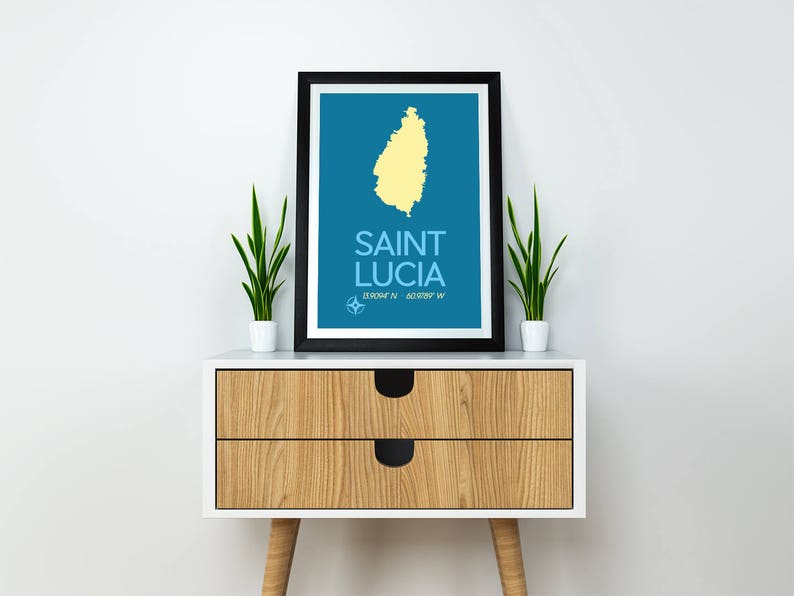 Saint Lucia Map 8x10 Instant Download Saint Lucia Art Print, Saint Lucia Poster, Minimalist Travel Poster, Saint Lucia Caribbean Island image 1