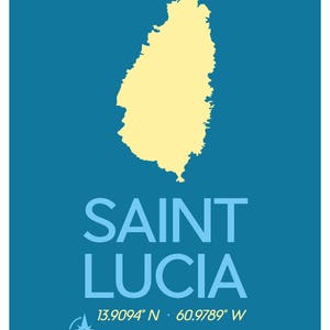 Saint Lucia Map 8x10 Instant Download Saint Lucia Art Print, Saint Lucia Poster, Minimalist Travel Poster, Saint Lucia Caribbean Island image 2