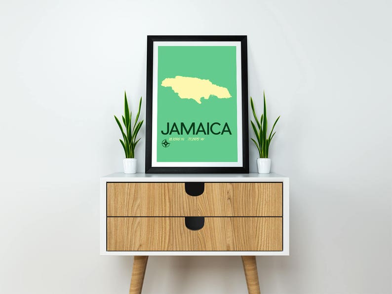 Jamaica Map Travel Poster jamaican Art Print Caribbean Etsy Canada
