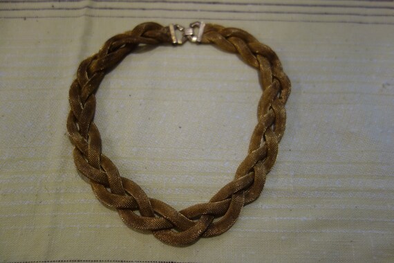 Vintage Wide Mesh Braided Choker / Necklace ~ Gold