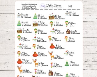 I-1144 - CHRISTMAS COUNTDOWN STICKERS - Christmas Stickers - Planner Stickers