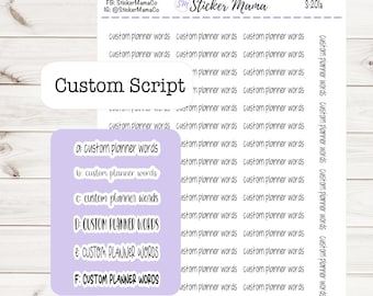 CUSTOM SCRIPT Stickers for planning  || S-201 || Script Font Planner Stickers ||