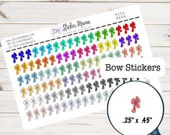 BOW PLANNER STICKERS  I-111 Bow Stickers Rainbow Bow Sticker Planner Ribbon Bow Sticker Ribbon Planner Ribbon Stickers Ribbon Bow Stickers