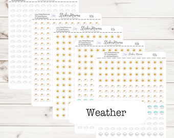 Hobonichi or PP Weeks Weather Tracking Weather Icon Partly Rainy Planner Stickers Hobo Weather Micro Weather Stickers #946-003-000S-WH