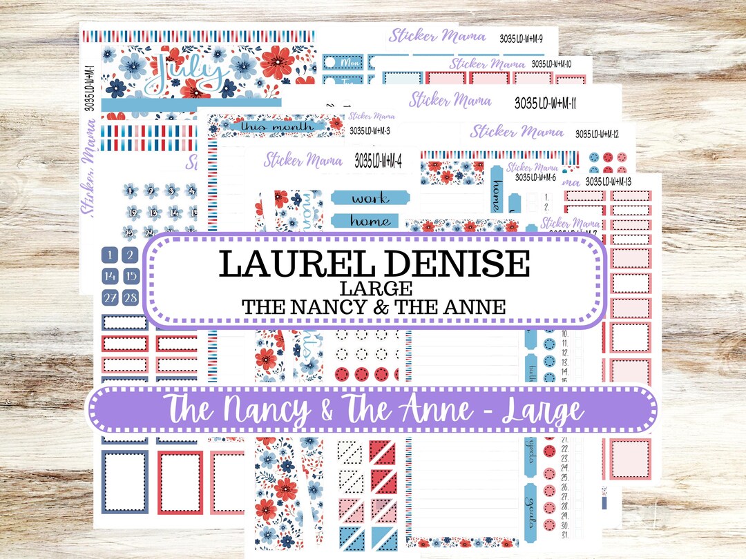 Laurel Denise Large Nancy & Large Anne Planner Sticker Kit | Vertical ...