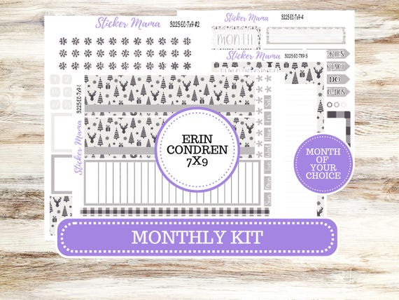 Erin Condren Monthly Planner Sticker Kit 3225 | 7X9 | Sleek Season | Month of Choice | 9-26