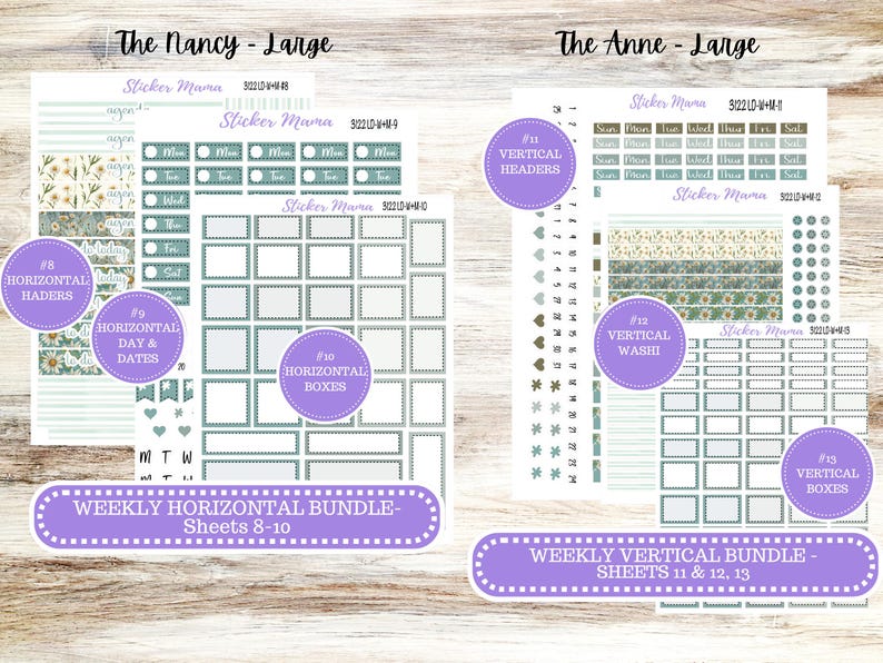 Laurel Denise Large Nancy & Large Anne Planner Sticker Kit | Vertical ...