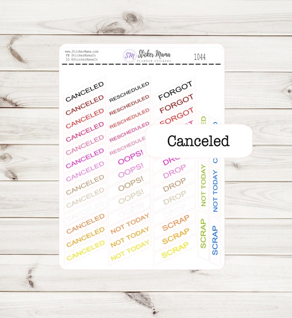 CANCELED STICKERS 1044, planner stickers rescheduled sticker not today stickers decorative stickers Erin Condren cancel stickers