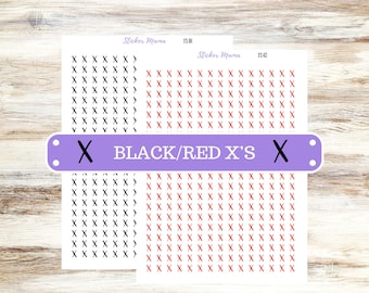 Black/Red X's | Planner Stickers | Black x's | Red x's