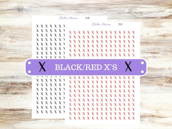 Black/Red X's | Planner Stickers | Black x's | Red x's