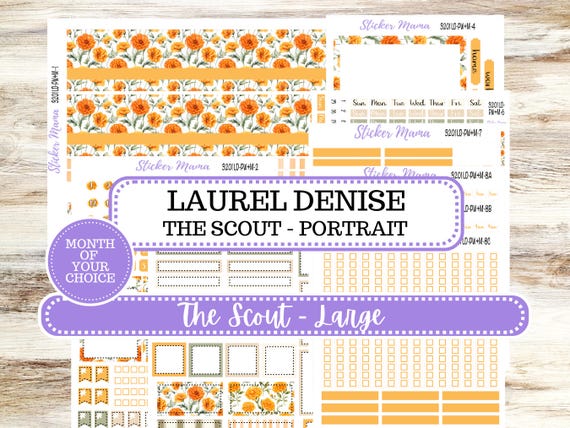 Laurel Denise Large Scout Planner Sticker Kit | Portrait Weekly + Monthly |  Month of your Choice 3201 Fall Colors | 5-26