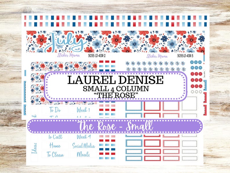 Laurel Denise Small Rose Planner Sticker Kit | 4 Column Mini | Project ...