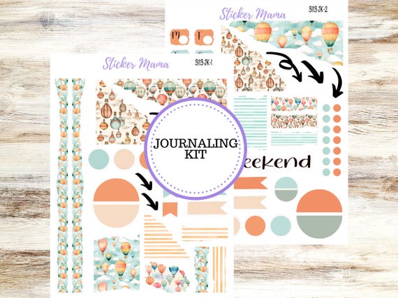 JOURNALING KIT  || #3113 || Hot Air Balloons  || Journal Planner Stickers
