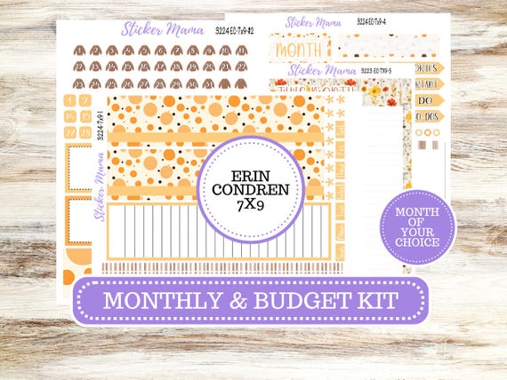 Erin Condren Monthly Kit 7X9 | 3224 Fall Polka Dots  | Undated Choose Your Month | Fall