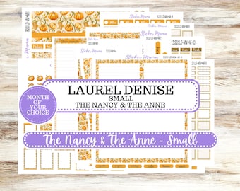 Laurel Denise Small Anne and Nancy Planner Sticker Kit | Small Week + Month | Choose your own Month 3221  Pumpkin & Cornstalks | 6-26