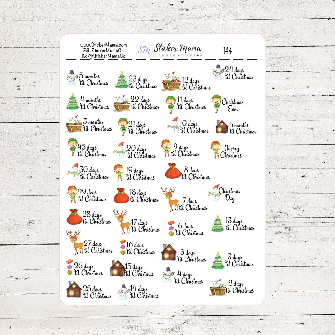 I-1144 - CHRISTMAS COUNTDOWN STICKERS - Christmas Stickers - Planner ...