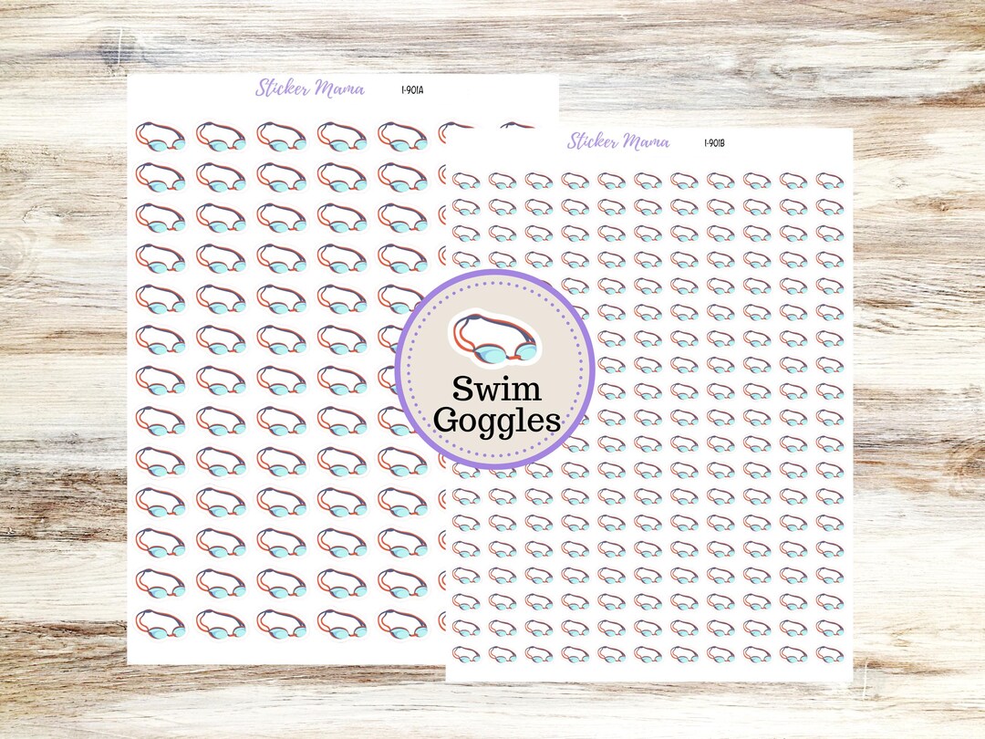 Swim Goggles Planner Stickers I-901 (.3, or .5,) | Swimming Practice ...