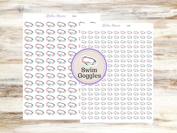 Swim Goggles Planner Stickers I-901 (.3, or .5,) | Swimming Practice Stickers |